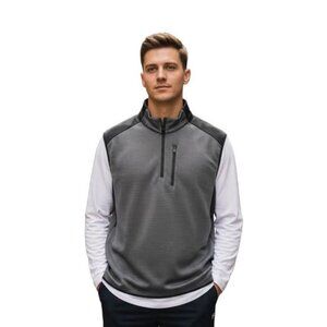 PGA Tour 2 Tone Gray Black Ottoman 1/2 zp Vest SZ XXL Golf Layering Prep Fairway